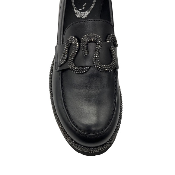 RENE CAOVILLA BLACK MORGANA CRYSTAL LOAFERS - Picture 5 of 8
